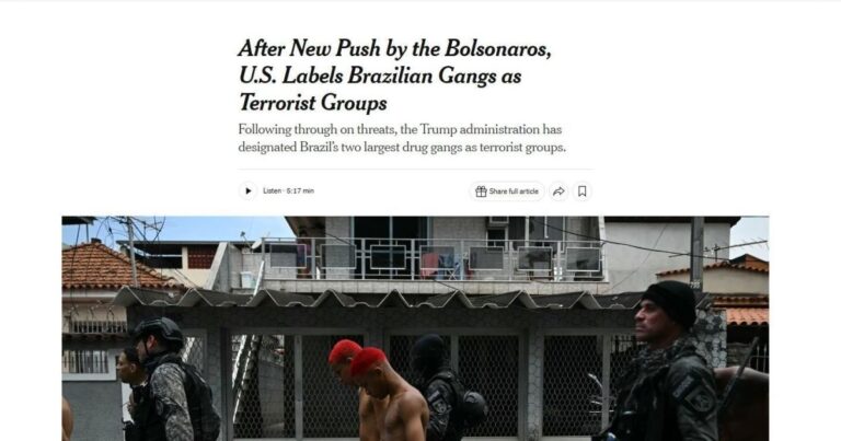 Imprensa internacional repercute designação do CV e PCC como terroristas