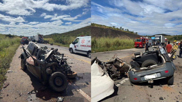 Homem morre após ter carro partido ao meio em colisão com carreta na BR 116