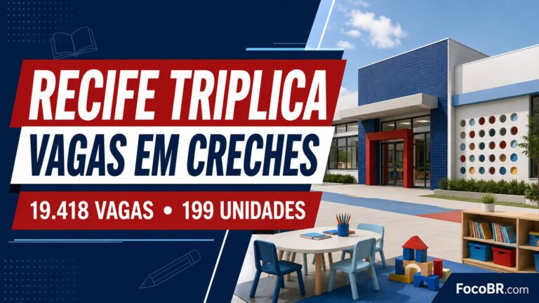 Card sobre as 19.418 vagas em creches alcançadas pelo Recife